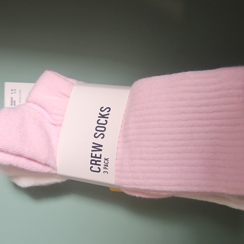 DSG Crew Lifestyle Socks - 3 Pack: PINK/cloud/gray: Womens 5-10 Mens 4-8: NWT